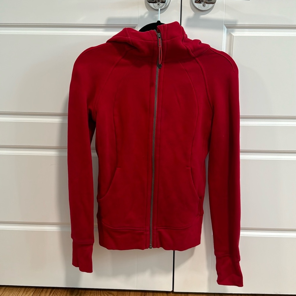 Lululemon scuba full length full zip “dark red” size 4